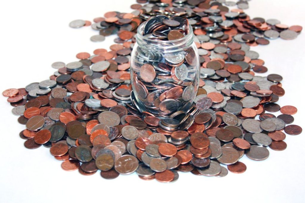 Coin Jar and Coins